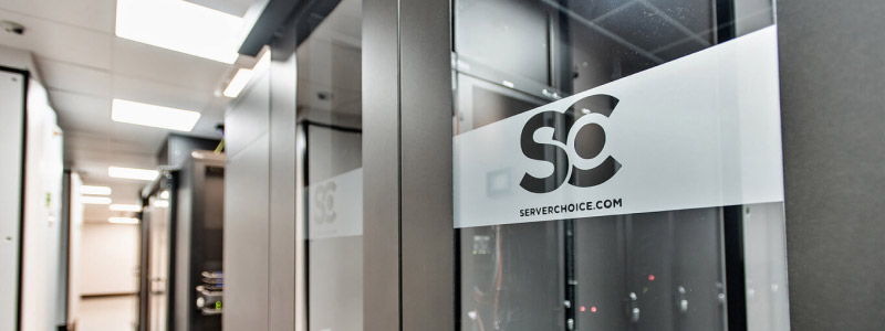 ServerChoice logo on data centre doors